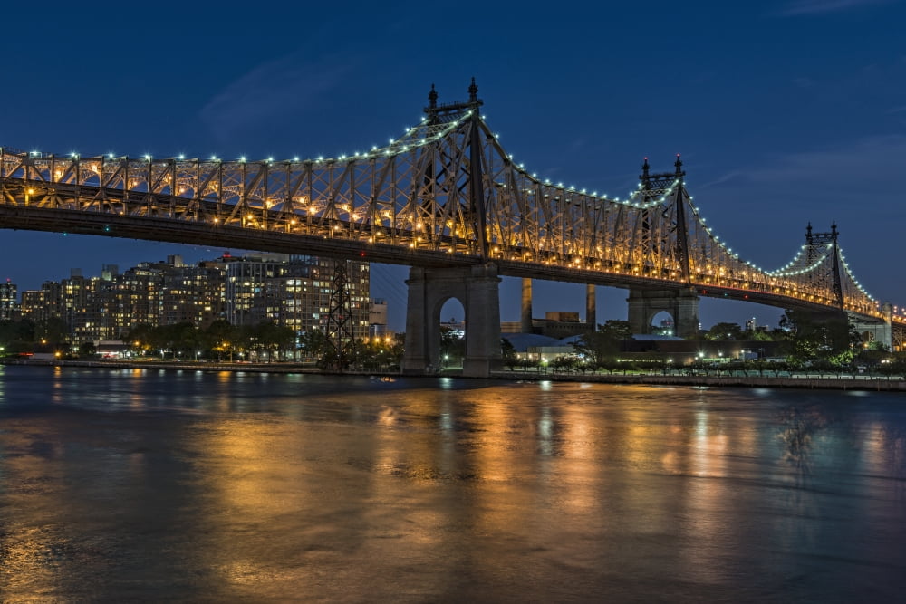 Queensboro (59th Street) Bridge at twilight Queens New York United States of America Canvas Art - F M Kearney Design Pics (38 x 24)