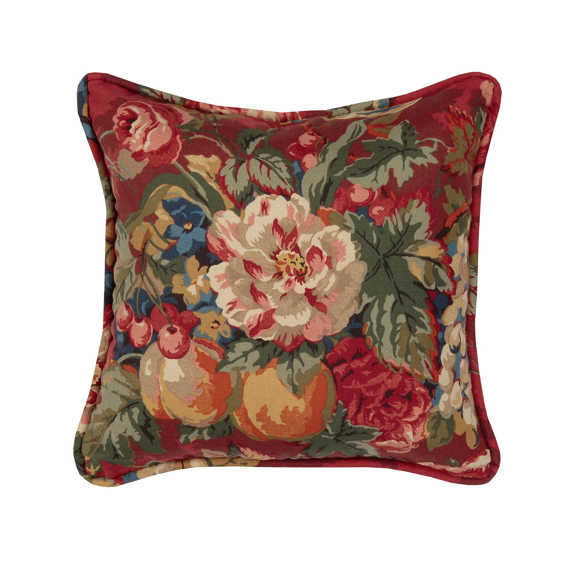 Queensland Red Floral Cotton Square Pillow