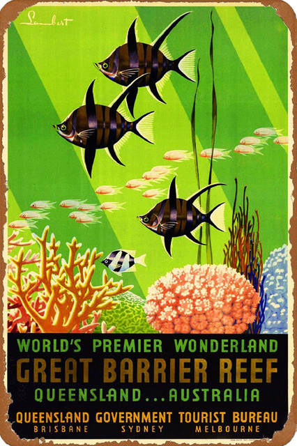 Queensland The Great Barrier Reef Australia Travel Advertisement Art ...