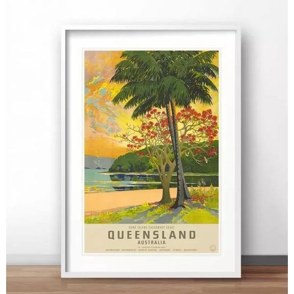 Queensland Vintage Poster Australian Retro Print Vintage Australia Travel Post Home Decor Vintage Art Print Cute Birthday Gift Wall Art