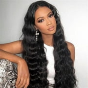 Queentas 23 Inch Black Wig for Women Deep Wave Glueless Wig Synthetic Heat Resistant Wigs for Daily Party