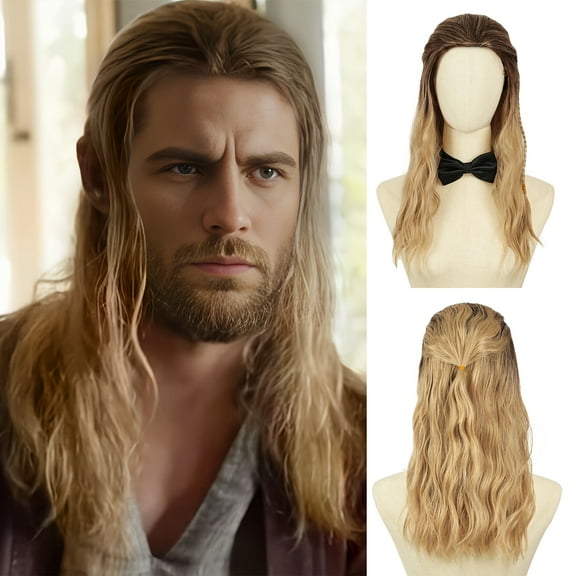 Queentas Blonde Wigs for Men Long Curly Wig Blonde Wigs for Men Cosplay Party Halloween Wig