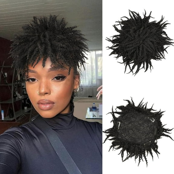 Queentas Hedgehog Wig for Women 5 Inch Short Dreadlock Wigs Wear and Go for Daily or Party 1B