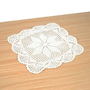 Queentrade Crochet Lace Cotton Square Doilies for Tables Doilies Decoration 2pcs 11.8"-(White)