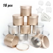Queentrade Metal Candle Tin 12 Piece,4 oz Aluminum Candle Jars Containers with Lids-Silver+gold