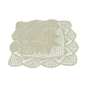 Queentrade Small Handmade Crochet Lace Cotton Doily Coasters square Table Placemats Doilies Decoration 2pcs 11.8"-Beige
