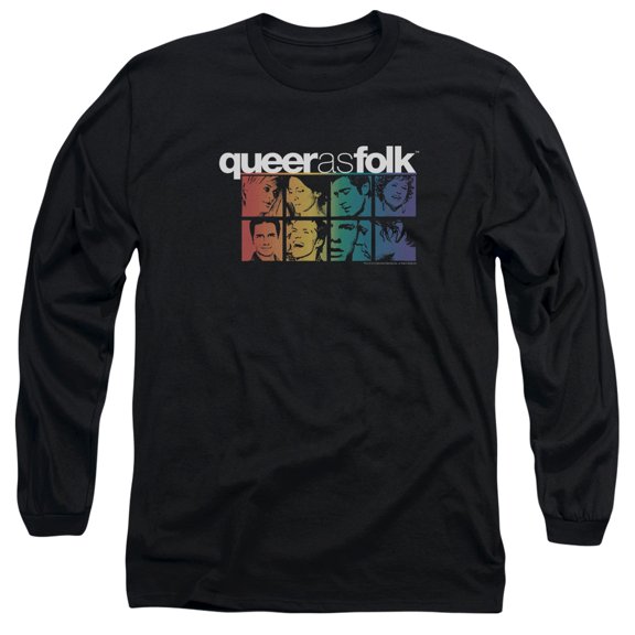 Trevco Sportswear SHO245-AL-3 Queer As Folk Cast Adult Long Sleeve T-Shirt, Black - Large