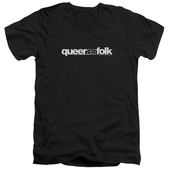 Queer As Folk - Logo - Slim Fit V Neck Shirt - Large