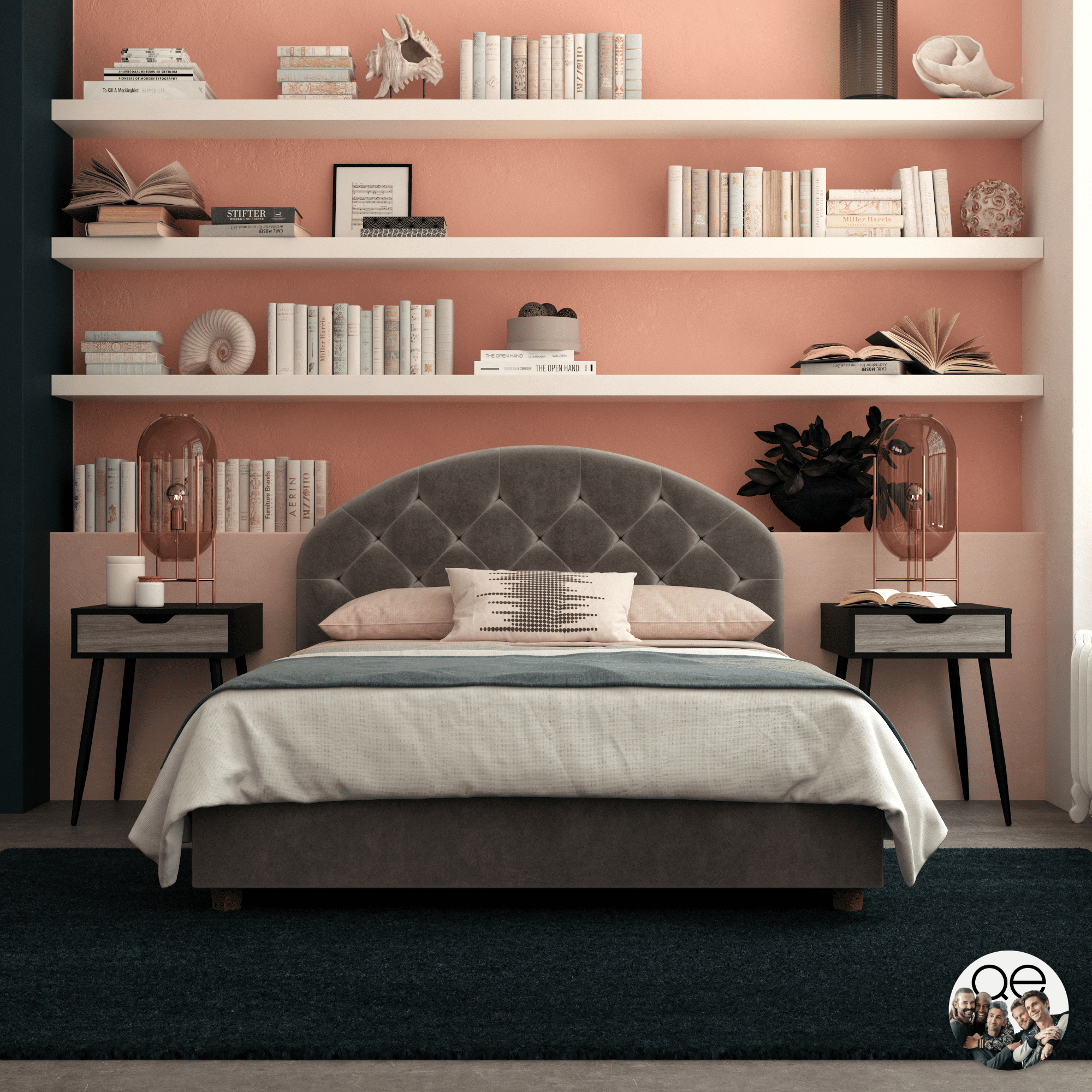 Queer Eye Aspen Upholstered Bed, Queen, Gray