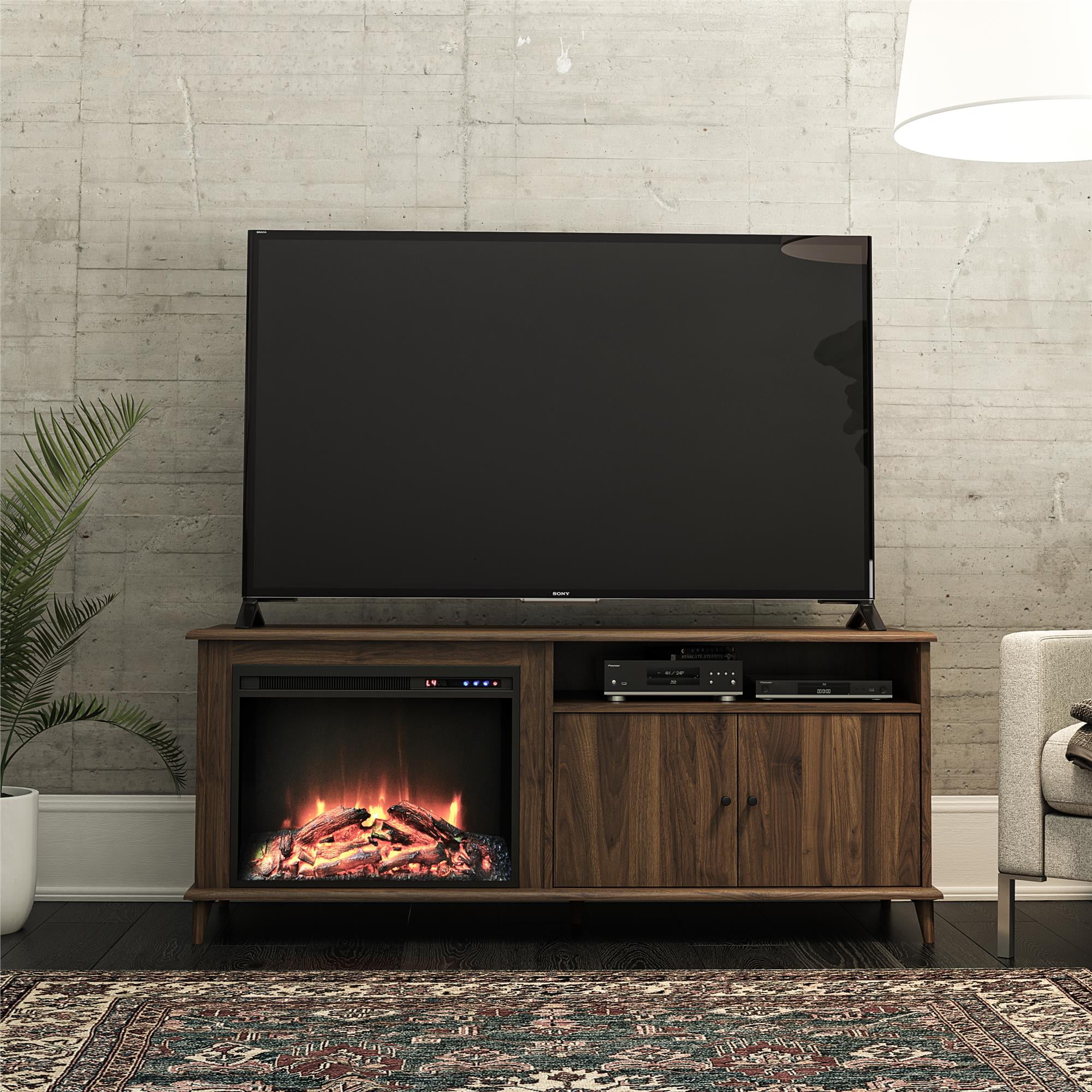 Queer Eye Farnsworth Fireplace TV Stand for TVs up to 65", Walnut
