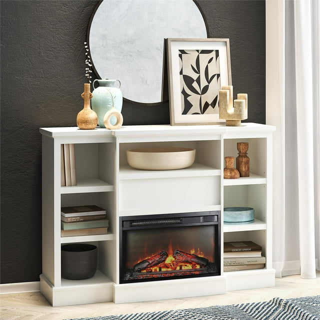 Queer Eye Liam Mantel With Electric Fireplace, White