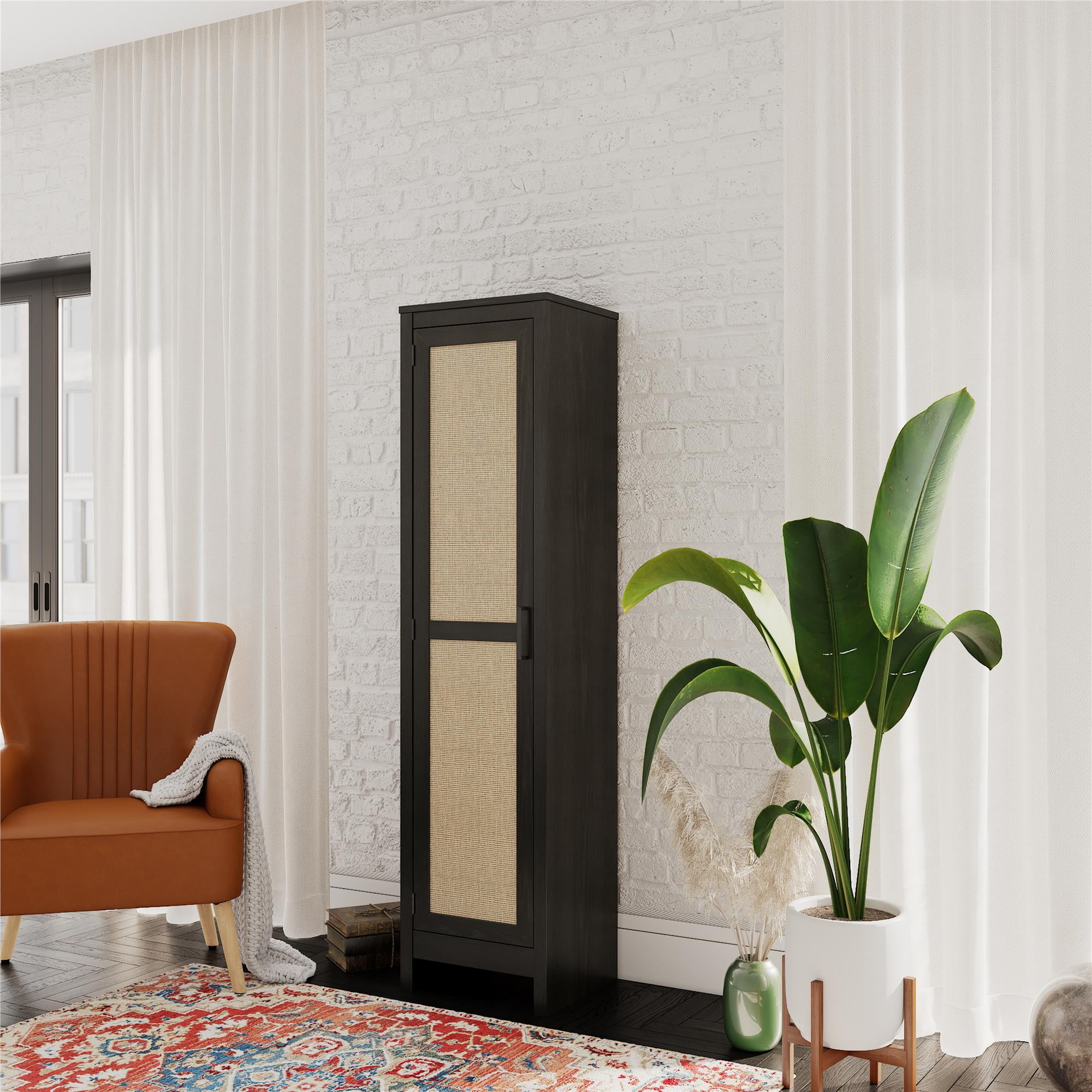 Winslow Tall Cabinet Black Rattan