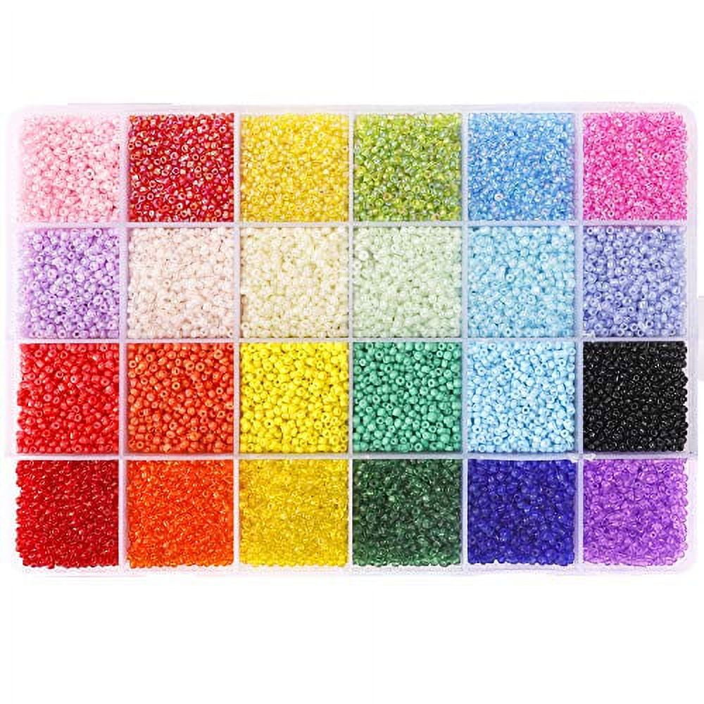 3600pcs 4mm Glass Seed Beads 24 Colors Small Beads Kit Bracelet Beads with  24-Grid Plastic Storage Box for Jewelry Making