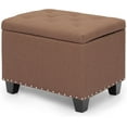 thumbnail image 1 of QuellQuest 24'' Storage Ottoman Bench, Tufted Footrest Lift Top Pouffe Rectangular Ottoman with 40L Inner Space Load up to 660 lb, Small Upholstered Ottoman Footrest for Livingroom (Linen Coffee), 1 of 19