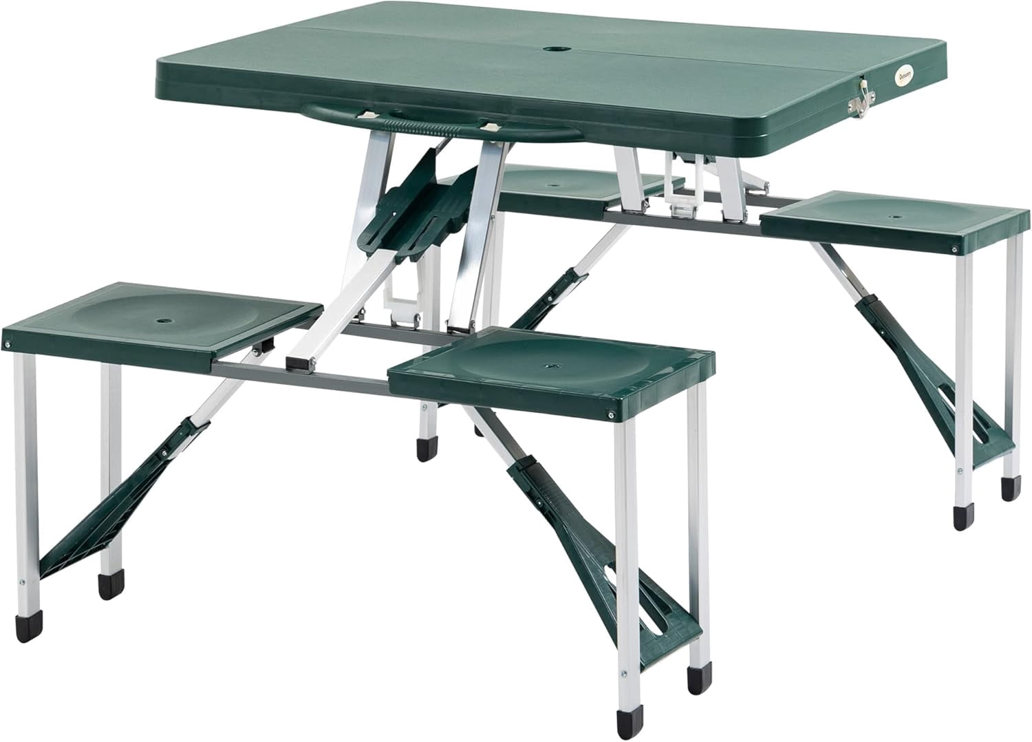 QuellQuest Folding Picnic Table with Seats and Umbrella Hole, Portable ...