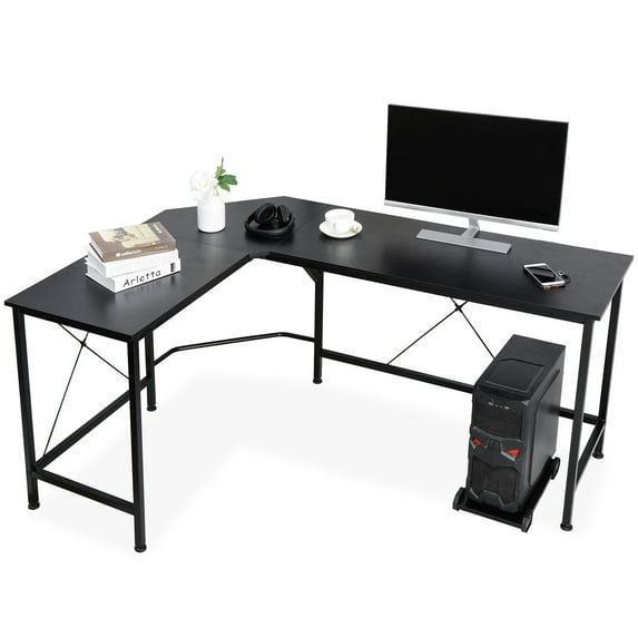 QuellQuest L-Shaped Corner Desk Computer Gaming Desk - Modern Home PC Table Office Writing Workstation(Straight)