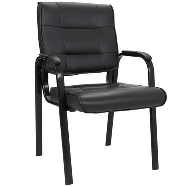 QuellQuest Office Guest Chair Bonded Leather Executive Side Chair Reception Chair with Solid Metal Frame Home Office Furniture(1 Pack)