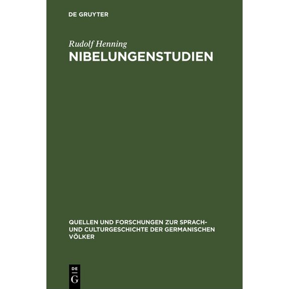 Quellen Und Forschungen Zur Sprach- Und Nibelungenstudien, Book 31, (Hardcover)