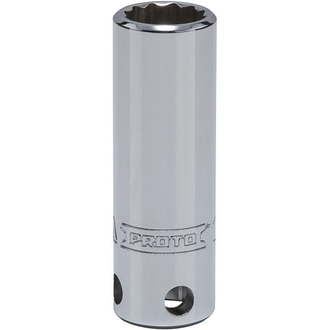 Queller Wholesale  0.375 in. Drive 12 mm Proto Socket - 12-Point, Deep - Tether Ready, Chrome