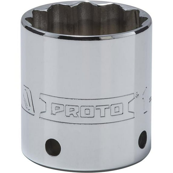 Queller Wholesale 0.5 Drive x 1.312 in. Proto Socket - 12-Point, Standard - Tether Ready, Chrome