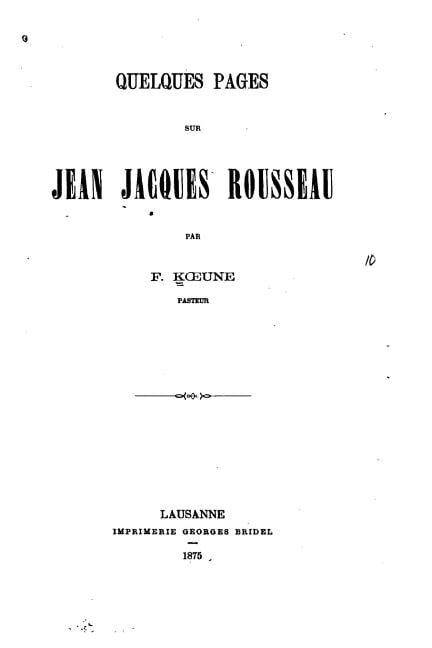 Quelques pages sur Jean Jacques Rousseau (Paperback)