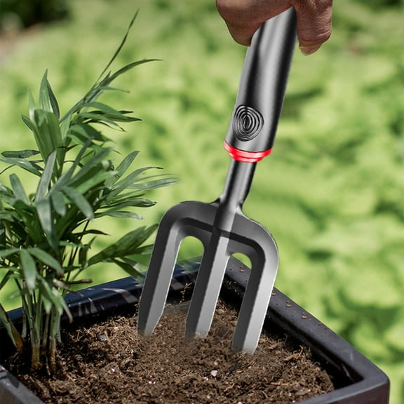 Quenched Steel Garden Hand Fork | 3-Tine Hand Tool for Weeding & Planting | Durable Fiberglass Handle | Rust-Resistant Black Finish | 1 Pack