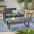 thumbnail image 1 of Quentin Outdoor Aluminum Loveseat and Coffee Table Set, Black, Dark Gray, 1 of 11