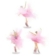 Quentinu 3 Sets Ballerina Cupcake Toppers Birthday Cake Decor Tulle Girl Cake Topper