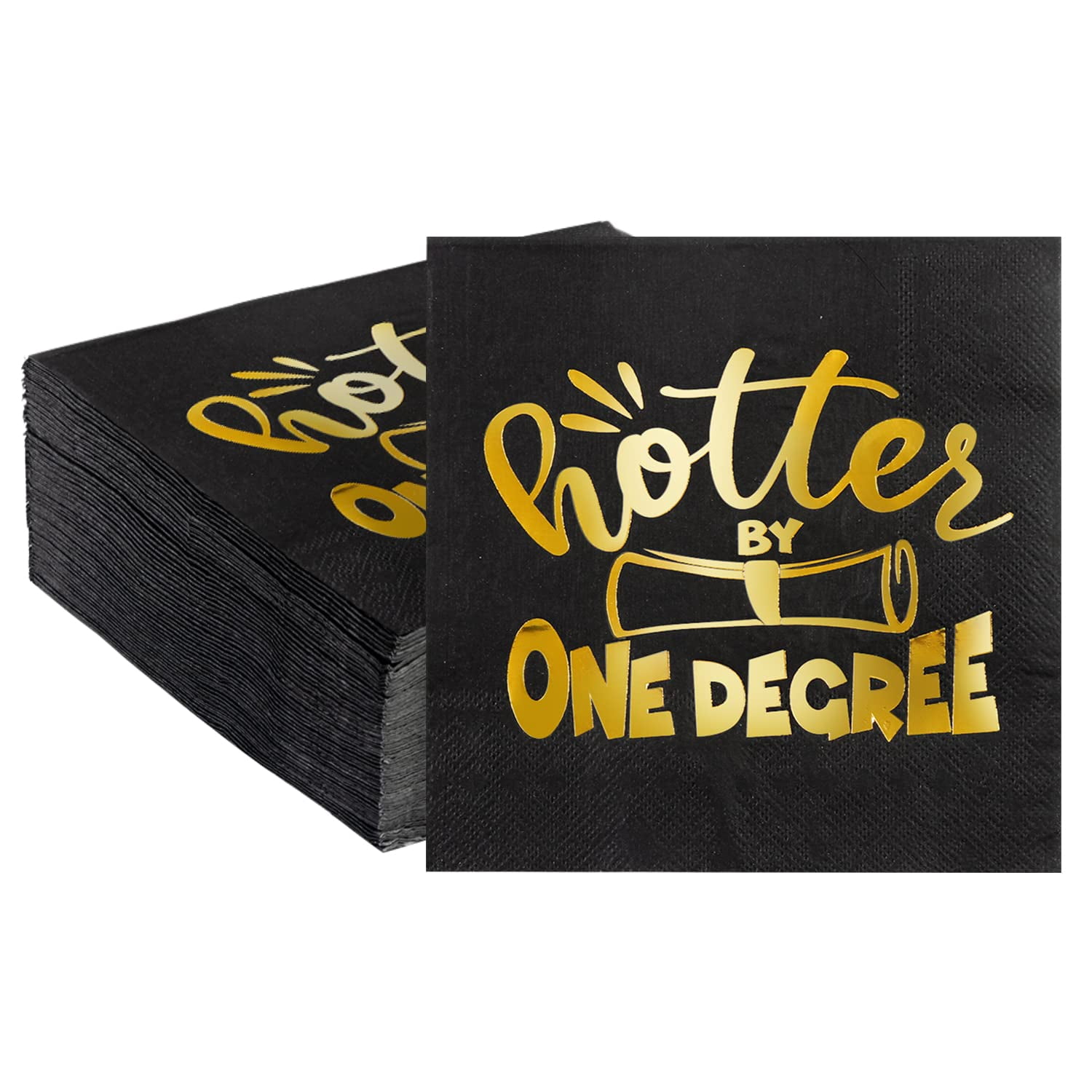 Quera 50 Hotter by One Degree Napkins, 2023 Graduation Napkins, Black