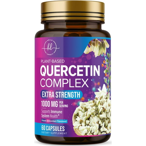 Quercetin 1000mg Servings - Extra Strength Antioxidant Support for Immune & Cellular Health, Quercetin 500mg Capsules for Lung, Respiratory & Heart Support, Vegan, Gluten Free & Non-GMO - 60 Capsules
