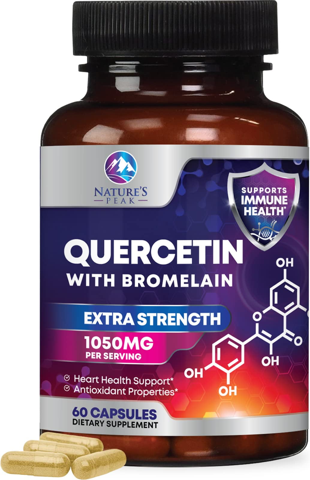 Quercetin - 1050mg Supplement with Bromelain, Zinc & Bioflavonoids ...