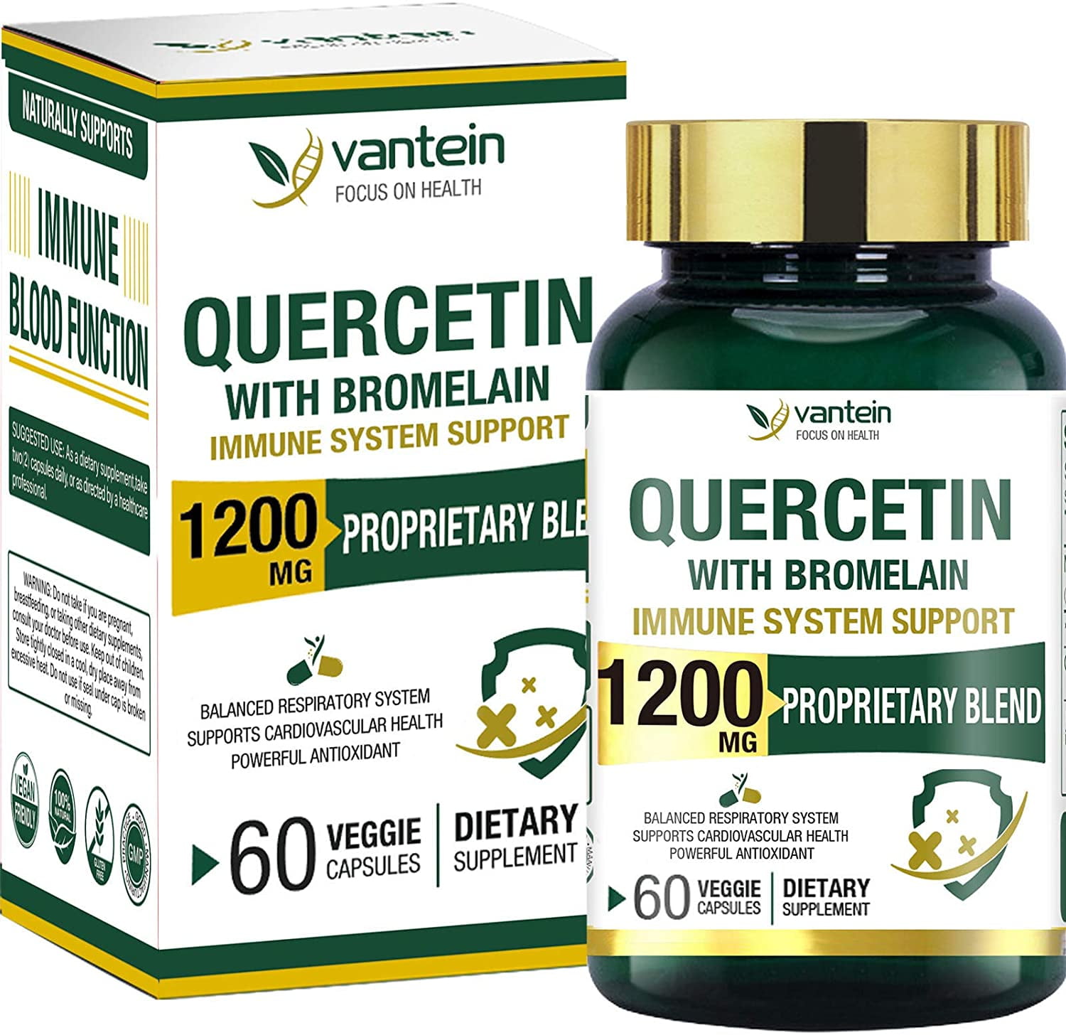Quercetin, 1200mg Immune Supplement and Zinc Quercetin Vitamins