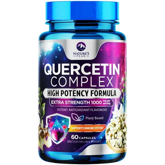 Quercetin Supplement 1000mg - Natural, Plant-Based Support for Immune, Cellular, Respiratory & Seasonal Changes - Extra Strength Quercetin Dihydrate from Sophora Japonica - 60 Veggie Capsules