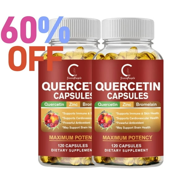 Quercetin Capsules 600mg, Elderberry Zinc Quercetin Supplements Supports Immune, Cardiovascular & Respiratory Health,240 Veggie Capsules, Non-GMO (Pack of 2)