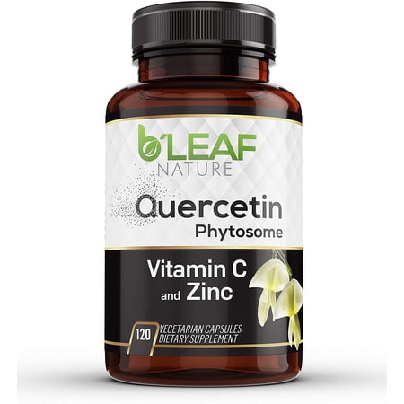 Quercetin Phytosome with Vitamin C and Zinc - 120 Vegetarian caps - Super Absorption - Supports Immune, Respiratory and Cardiovascular Health – Powerful antioxidant - 1000mg per Serving