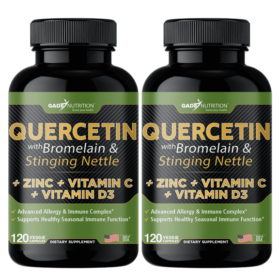 Gade Nutrition Quercetin with Bromelain, Vitamin D, Vitamin C, and Zinc & Stinging Nettle - 240 Veggie Caps - 4 Month Supply