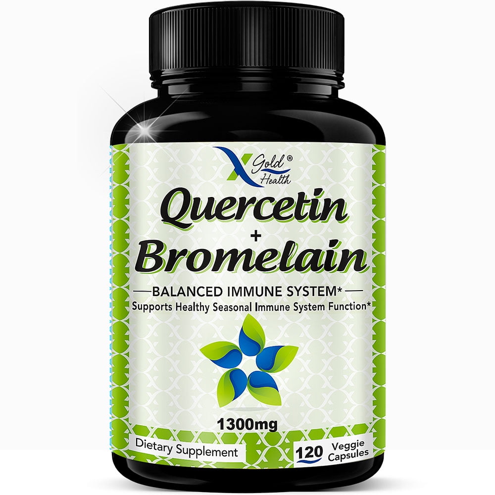 Quercetin with Bromelain Supplement: 1000mg Quercetin with 300mg ...