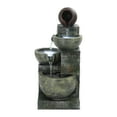 thumbnail image 1 of Queroig 23.6" 4-Tiers Outdoor Garden Water Fountain, Cascading Bowls and Stacked Stones Outdoor Water Fountain, Outside Patio Water Features Fountain with LED Light, without Atomizer, 1 of 7