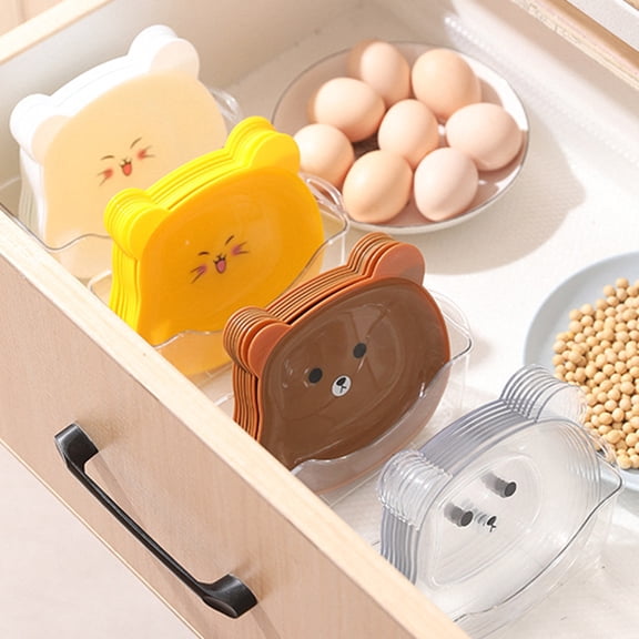 Queroig 2Pcs Snack Plate Easy to Clean Plastic Cartoon Bear Shape Sauce Dish Plates Dinnerware Kitchen Gadget