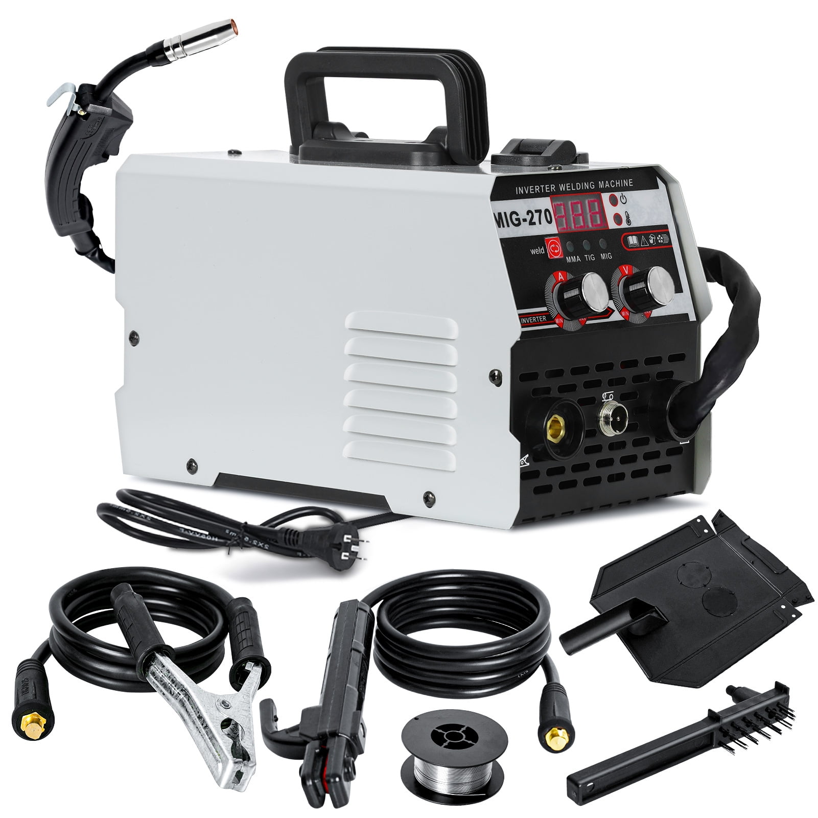 Queroig 3 in 1 MIG Welder Inverter, LED Digital Display MIG Welder, TIG MIG Welding Machine, Gasless MIG Welder, Multi Process Welding Machine