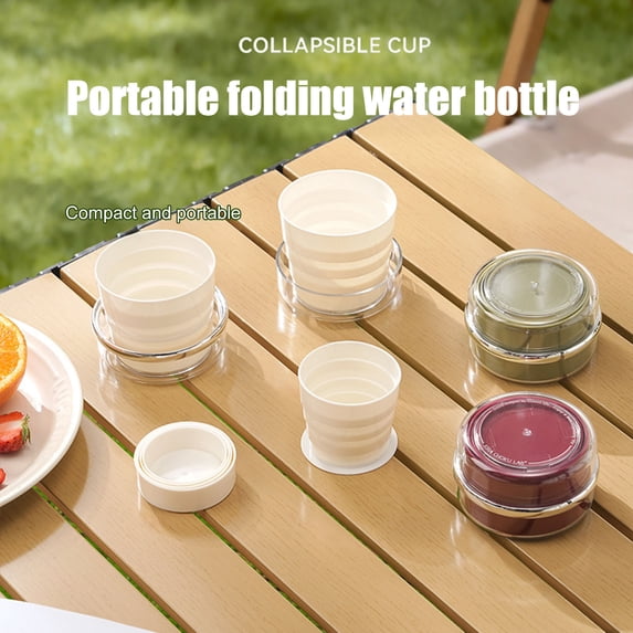 Queroig 4-in-1 Collapsible Water Cup Foldable Portable Drinking Cup for Camping Picnic Stackable Travel Cup with Dustproof Lid