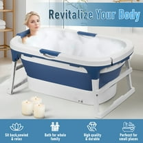 Queroig 43/55 inch Foldable Bathtub, Portable Bathtub for Adult, Large Collapsible Tub with Handle, Freestanding Surround Collapsible Bathtub, No Lid, Hot Bath, Ice Bath