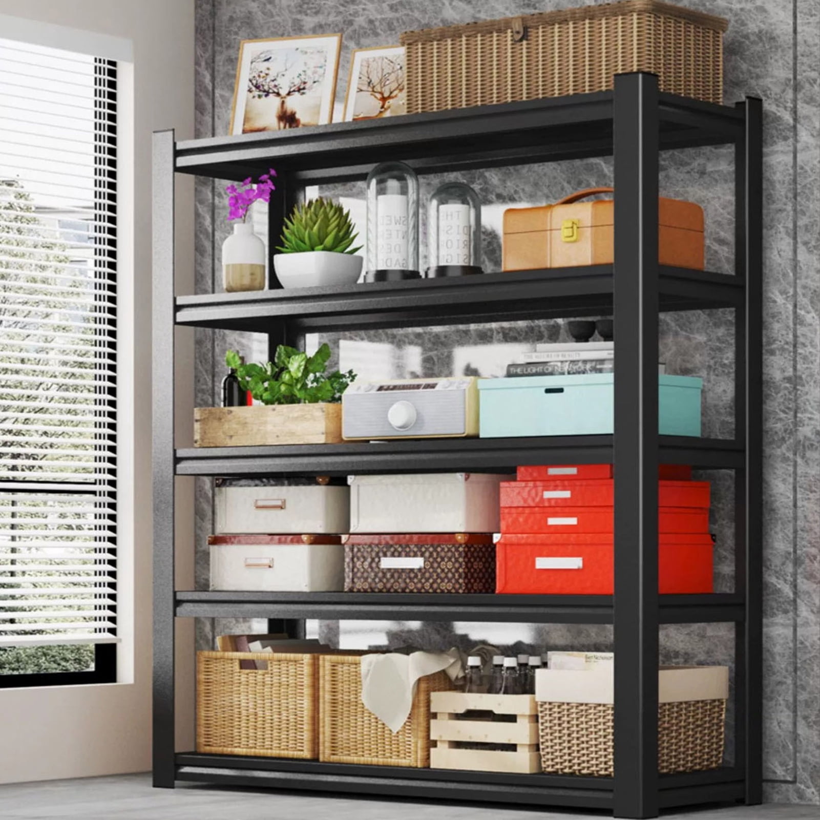 Heavy Duty Garage Shelving Unit - 48"W X 18"D X 39"H, Black, 1100 Lb Capacity