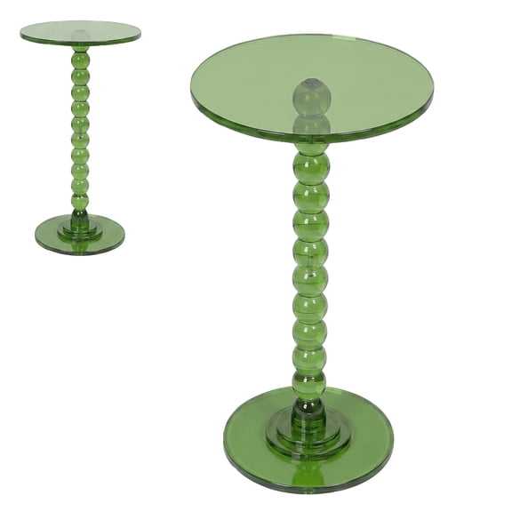 Queroig Acrylic Round Side Table with Column Base, Clear Modern End Table for Living Room, Bedroom, Balcony, Easy 5-Min Assembly, Space-Saving Bedside Table for Small Spaces & Home Decor