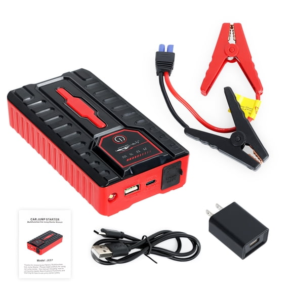 Queroig Car Jump Starter, 49800mAh Portable Charger Power Bank, Auto 12V Auto Battery Booster Pack with Smart Clamp Cables, USB Charge, LED Flashlight Jump Box Portable