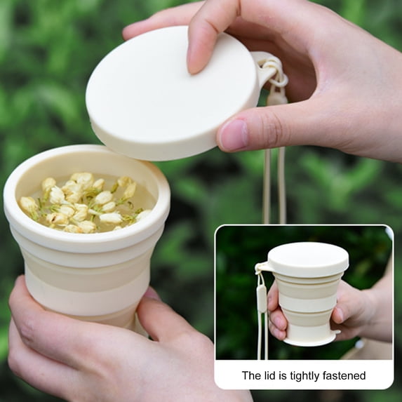 Queroig Foldable Silicone Travel Cup with Lid Reusable Water Bottle for ...