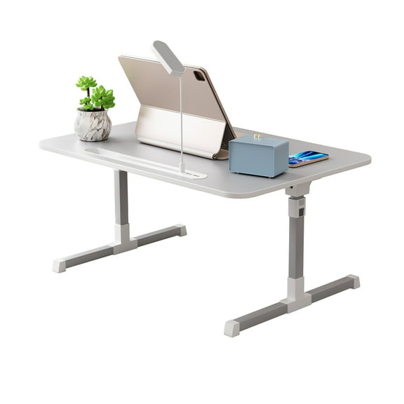 Queroig Laptop Bed Tray Table, Adjustable Laptop Bed Stand, Lap Desk with LED Light, Portable Standing Table with Foldable Legs, USB Charging, Folding Lap Tablet Table for Sofa Couch