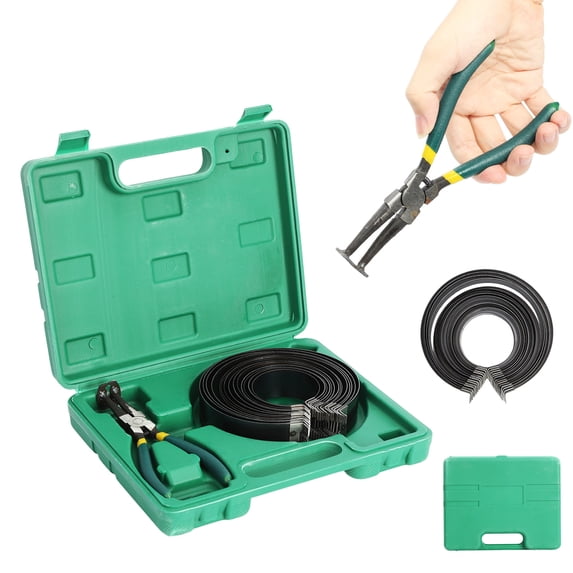 Queroig Piston Ring Corrosion Resistant Rustproof Mixed Size Wide Application Mechanical Repair Carbon Steel Piston Ring Compressor Cylinder Installer with Pliers