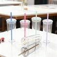 thumbnail image 1 of Queroig Portable Straw Cup 20oz Colorful Tritan Tumbler for Iced Coffee Juice Tea Milk Dishwasher Safe Drinkware Gift for Teens, 1 of 7