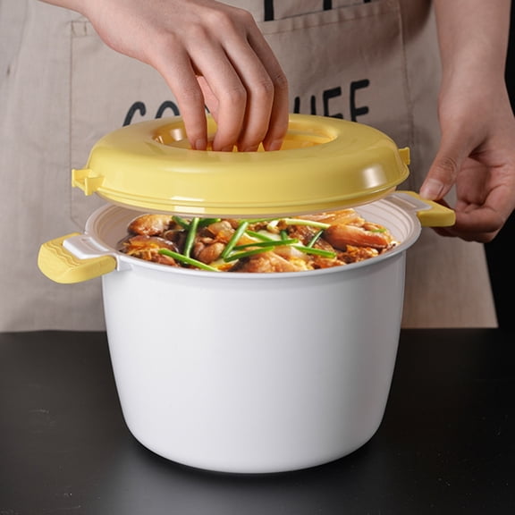Queroig Rice Steaming Pot Good Insulation Large Capacity Ergonomic Handle Buckle Design Multifunctional Microwave Rice Cooker Steamer Veggie Portable Cookware Pot